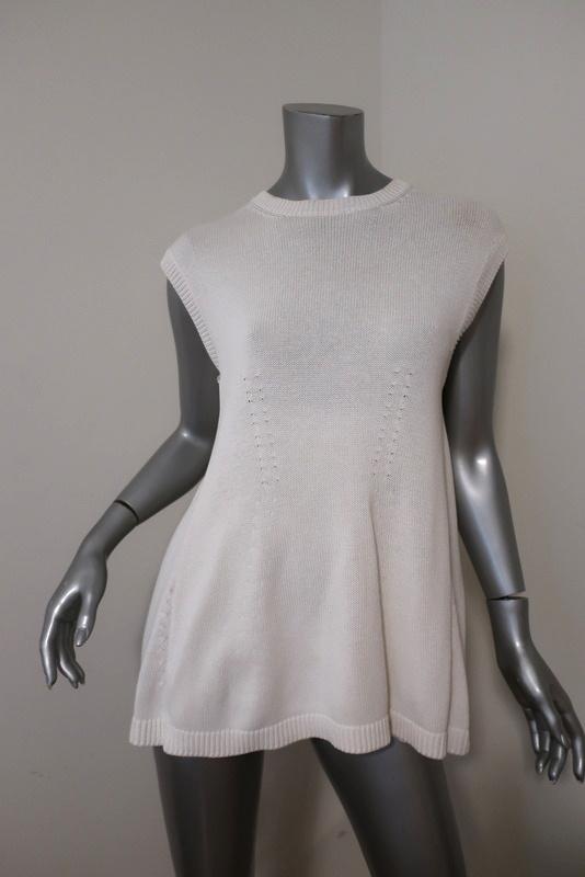 Balenciaga Cotton Knit Top White Size 36 Sleeveless Sweater - Celebrity Owned
