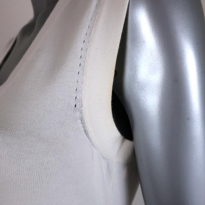Balenciaga Dress White Stretch Knit Size 40 Sleeveless Scoop Neck - Celebrity Owned
