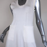 Balenciaga Dress White Stretch Knit Size 40 Sleeveless Scoop Neck - Celebrity Owned