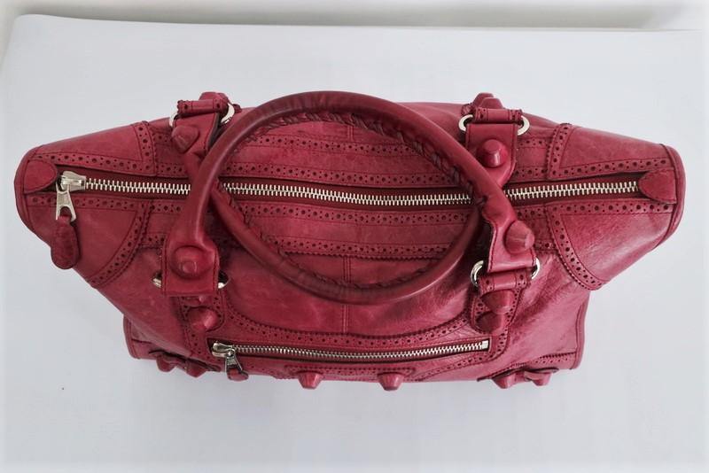 Balenciaga Giant Brogues Covered Work Bag Raspberry Leather Large Satc