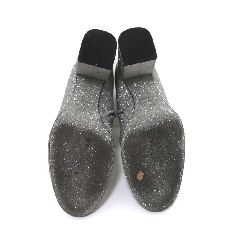 Balenciaga Glitter Ankle Boots Silver Size 37.5 High Heel Booties - Celebrity Owned