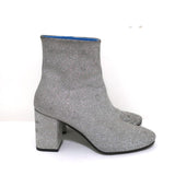 Balenciaga Glitter Ankle Boots Silver Size 37.5 High Heel Booties - Celebrity Owned