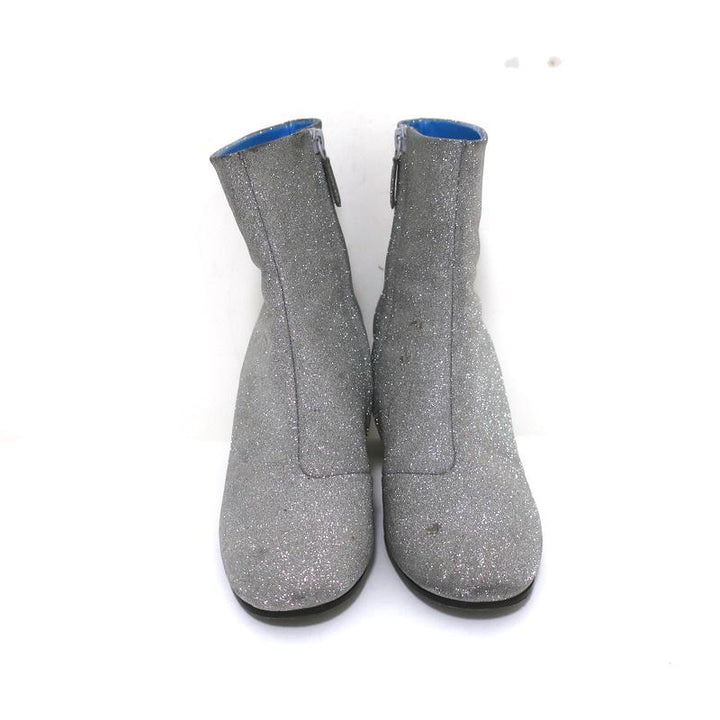 Balenciaga Glitter Ankle Boots Silver Size 37.5 High Heel Booties - Celebrity Owned