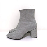 Balenciaga Glitter Ankle Boots Silver Size 37.5 High Heel Booties - Celebrity Owned