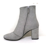 Balenciaga Glitter Ankle Boots Silver Size 37.5 High Heel Booties - Celebrity Owned