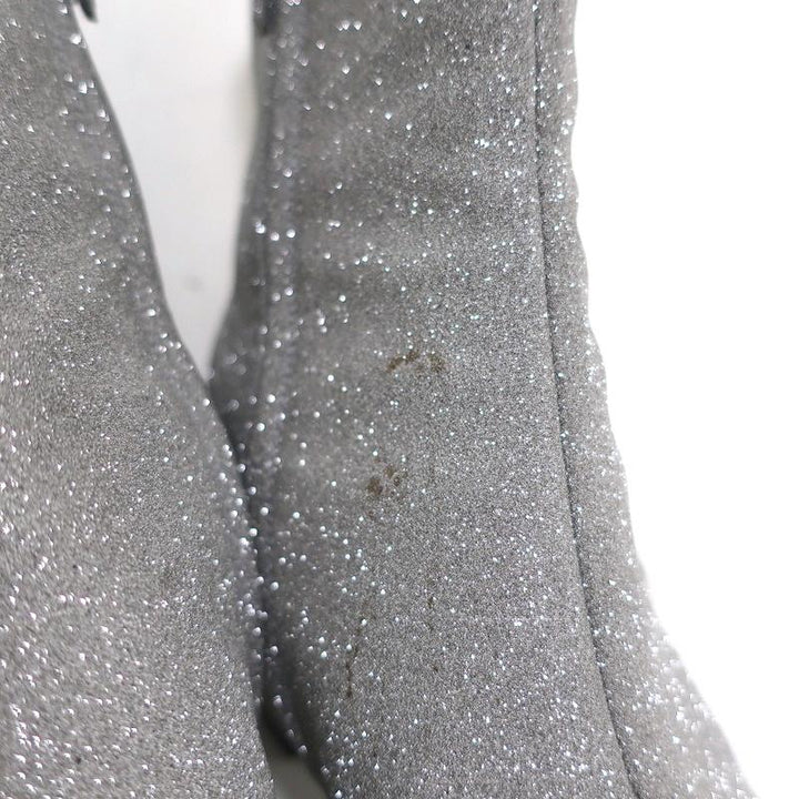 Balenciaga Glitter Ankle Boots Silver Size 37.5 High Heel Booties - Celebrity Owned