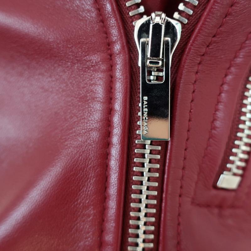 Balenciaga Leather Biker Jacket Burgundy Size 36 Motorcycle Jacket - Celebrity Owned