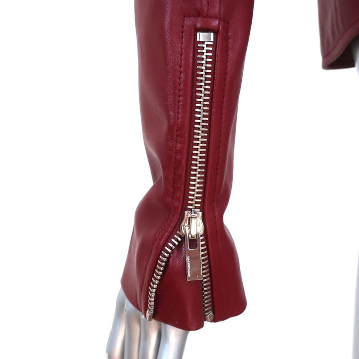 Balenciaga Leather Biker Jacket Burgundy Size 36 Motorcycle Jacket - Celebrity Owned