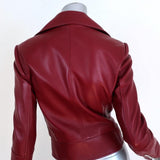 Balenciaga Leather Biker Jacket Burgundy Size 36 Motorcycle Jacket - Celebrity Owned
