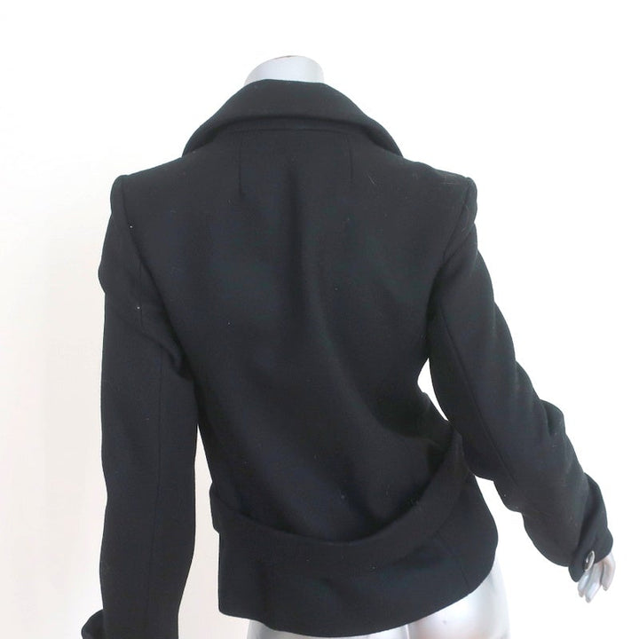 Balenciaga Peacoat Black Wool Felt Size 40 Double Breasted Jacket - Celebrity Owned