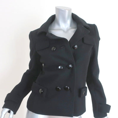 Balenciaga Peacoat Black Wool Felt Size 40 Double Breasted Jacket - Celebrity Owned