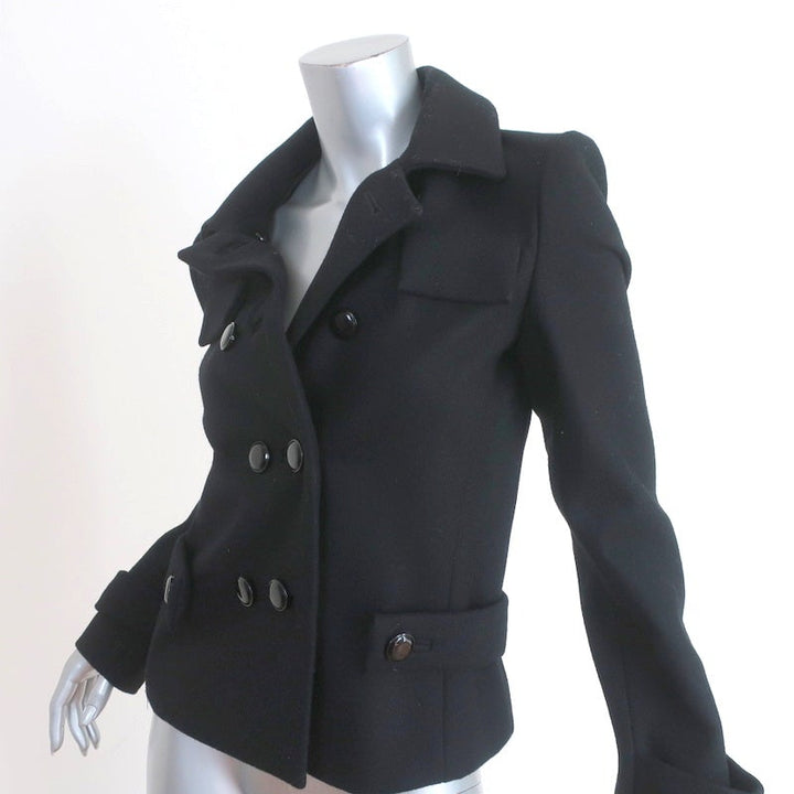Balenciaga Peacoat Black Wool Felt Size 40 Double Breasted Jacket - Celebrity Owned