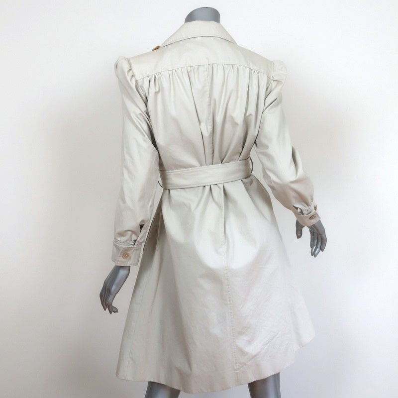 Balenciaga Pulled Puff Sleeve Coat Beige Cotton Size 34 Belted Jacket - Celebrity Owned