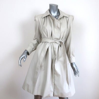Balenciaga Pulled Puff Sleeve Coat Beige Cotton Size 34 Belted Jacket - Celebrity Owned