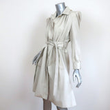 Balenciaga Pulled Puff Sleeve Coat Beige Cotton Size 34 Belted Jacket - Celebrity Owned