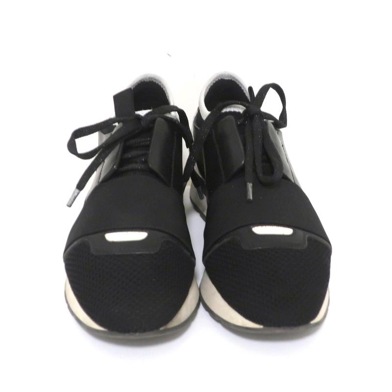 Balenciaga Race Runner Sneakers Black Leather &amp; Mesh Size 36 - Celebrity Owned