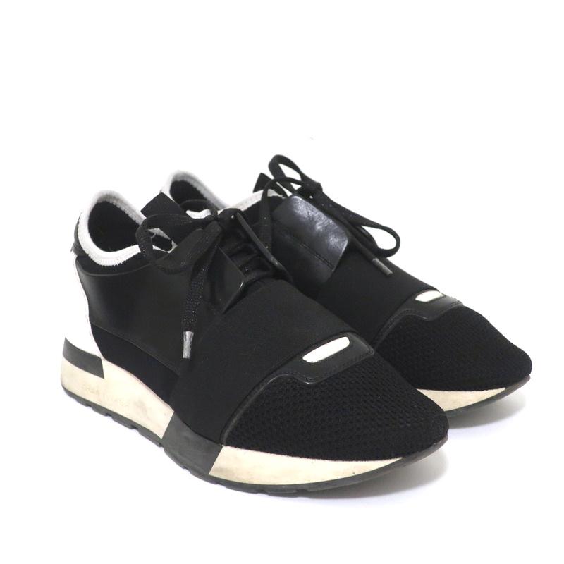 Balenciaga Race Runner Sneakers Black Leather & Mesh Size 36 - Celebrity Owned