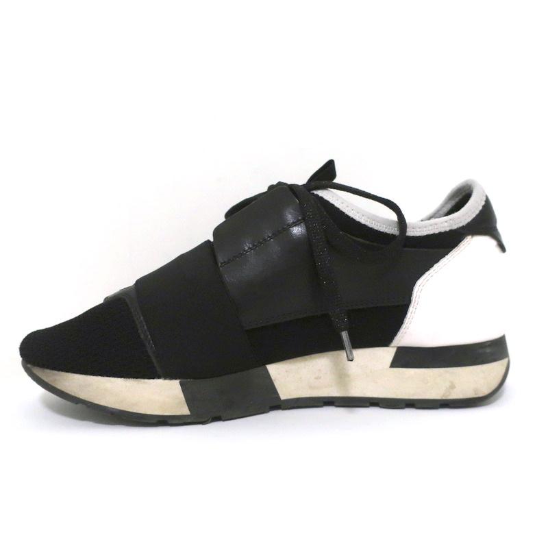 Balenciaga Race Runner Sneakers Black Leather &amp; Mesh Size 36 - Celebrity Owned