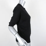 Balenciaga Short Sleeve Cardigan Black Anchor-Embroidered Wool Sweater Size 38 - Celebrity Owned