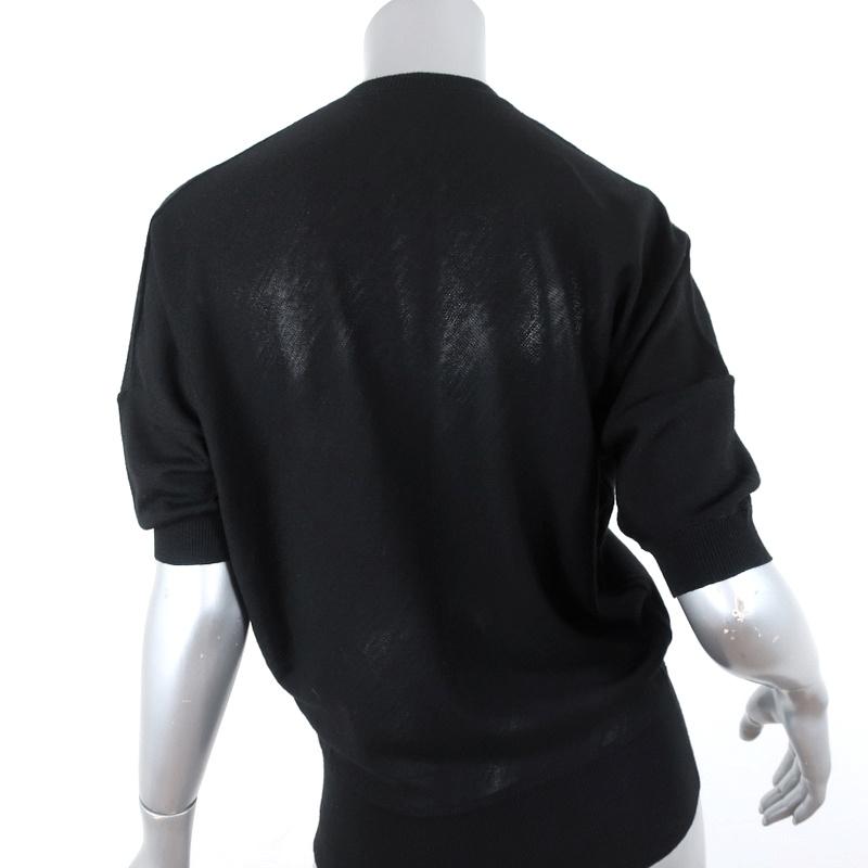 Balenciaga Short Sleeve Cardigan Black Anchor-Embroidered Wool Sweater Size 38 - Celebrity Owned