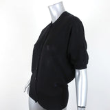 Balenciaga Short Sleeve Cardigan Black Anchor-Embroidered Wool Sweater Size 38 - Celebrity Owned