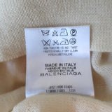 Balenciaga Short Sleeve Cardigan Ivory Anchor-Embroidered Wool Sweater Size 36 - Celebrity Owned