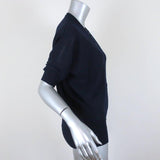 Balenciaga Short Sleeve Cardigan Navy Flower-Embroidered Wool Sweater Size 38 - Celebrity Owned