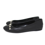 Balenciaga Studded Ballet Flats Black Leather Size 38 - Celebrity Owned