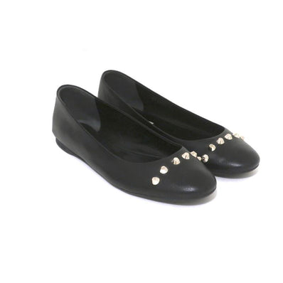 Balenciaga Studded Ballet Flats Black Leather Size 38 - Celebrity Owned