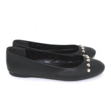 Balenciaga Studded Ballet Flats Black Leather Size 38 - Celebrity Owned