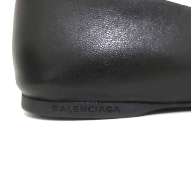 Balenciaga Studded Ballet Flats Black Leather Size 38 - Celebrity Owned