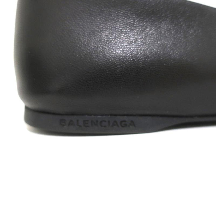 Balenciaga Studded Ballet Flats Black Leather Size 38 - Celebrity Owned