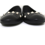 Balenciaga Studded Ballet Flats Black Leather Size 38 - Celebrity Owned