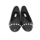 Balenciaga Studded Ballet Flats Black Leather Size 38 - Celebrity Owned