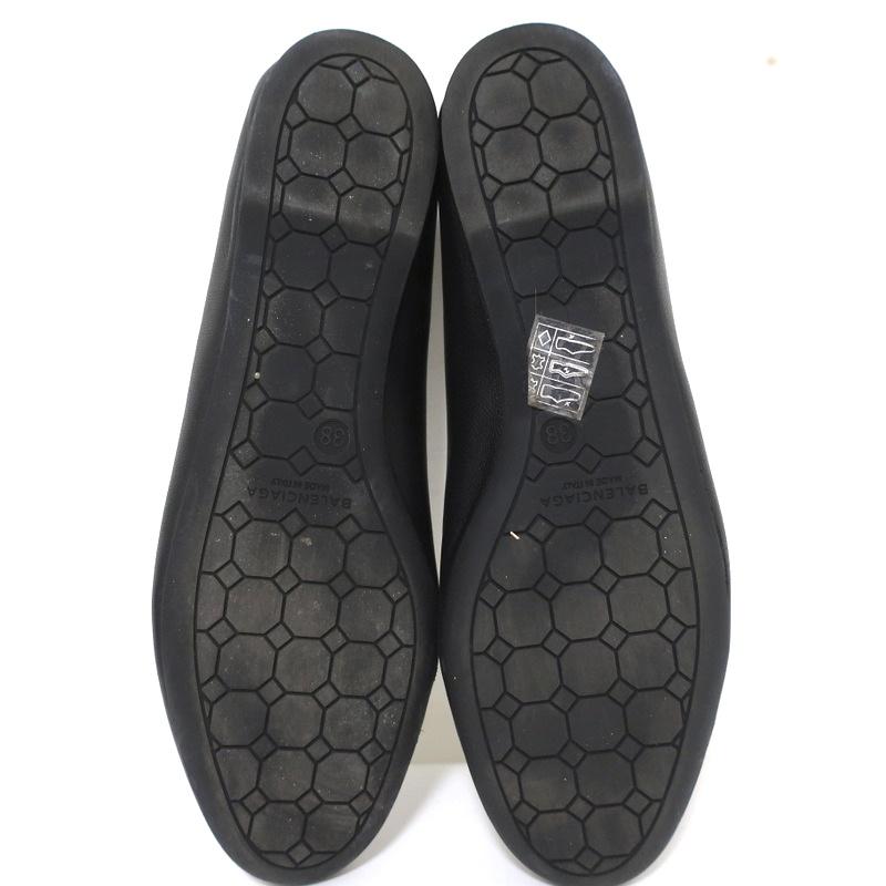 Balenciaga Studded Ballet Flats Black Leather Size 38 - Celebrity Owned