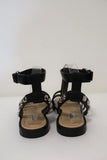 Balenciaga Studded Gladiator Sandals Black Leather Size 38 Ankle Strap Flat - Celebrity Owned