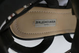 Balenciaga Studded Gladiator Sandals Black Leather Size 38 Ankle Strap Flat - Celebrity Owned