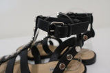 Balenciaga Studded Gladiator Sandals Black Leather Size 38 Ankle Strap Flat - Celebrity Owned