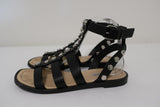 Balenciaga Studded Gladiator Sandals Black Leather Size 38 Ankle Strap Flat - Celebrity Owned