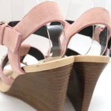 Balenciaga Studded Wedge Sandals Pink Suede Size 36 Ankle Strap Heels - Celebrity Owned