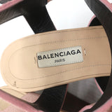 Balenciaga Studded Wedge Sandals Pink Suede Size 36 Ankle Strap Heels - Celebrity Owned
