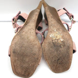 Balenciaga Studded Wedge Sandals Pink Suede Size 36 Ankle Strap Heels - Celebrity Owned