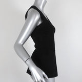 Balenciaga Top Black Stretch Knit Size 38 Sleeveless Scoop Neck - Celebrity Owned