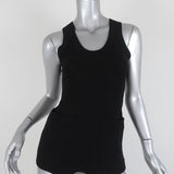 Balenciaga Top Black Stretch Knit Size 38 Sleeveless Scoop Neck - Celebrity Owned