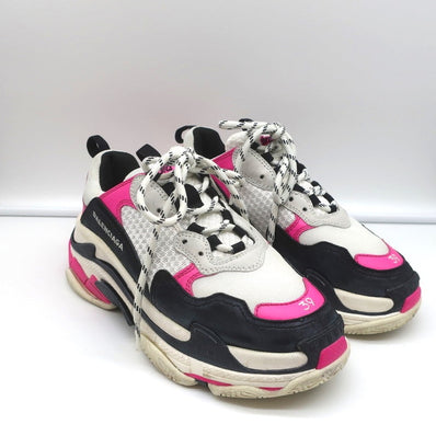 Balenciaga Triple S Sneakers White Mesh & Pink Leather Size 39 - Celebrity Owned
