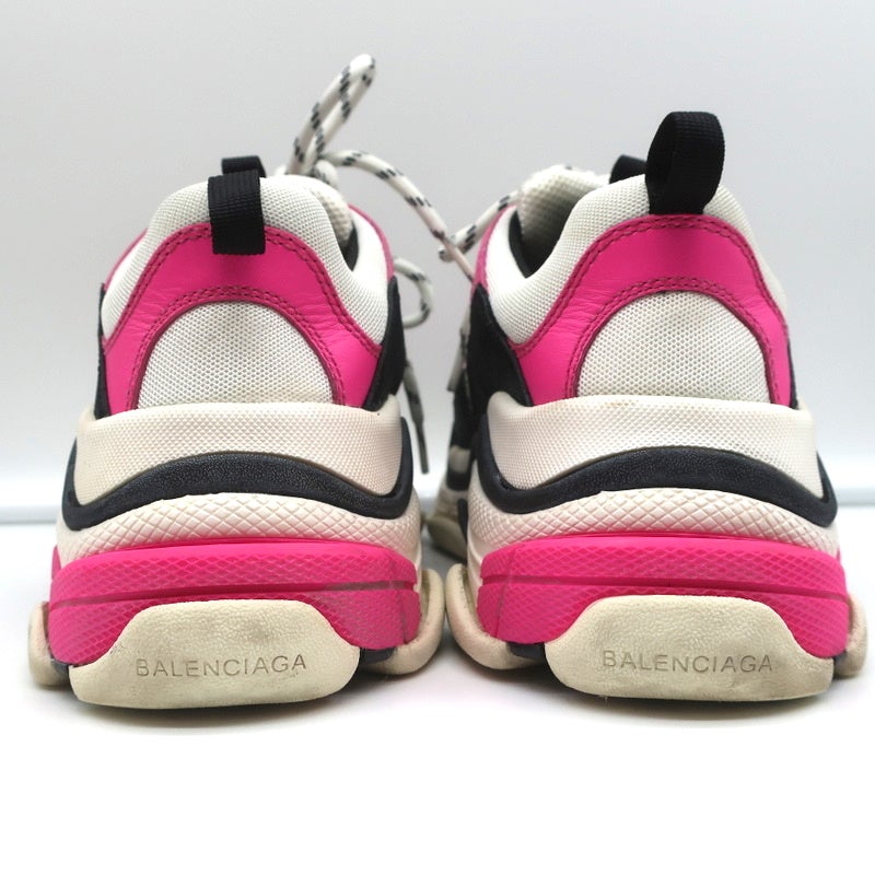Balenciaga Triple S Sneakers White Mesh &amp; Pink Leather Size 39 - Celebrity Owned