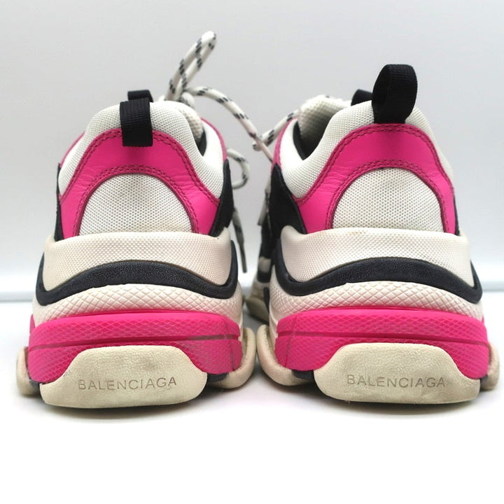 Balenciaga Triple S Sneakers White Mesh &amp; Pink Leather Size 39 - Celebrity Owned