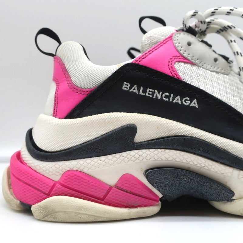 Balenciaga Triple S Sneakers White Mesh &amp; Pink Leather Size 39 - Celebrity Owned