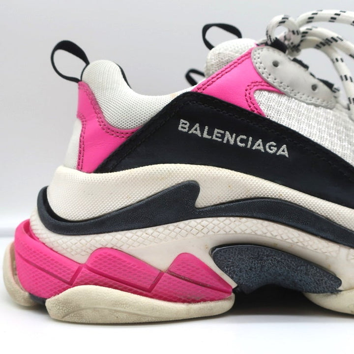 Balenciaga Triple S Sneakers White Mesh &amp; Pink Leather Size 39 - Celebrity Owned