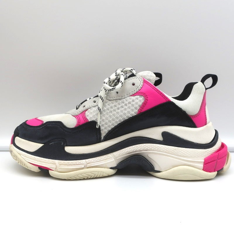 Balenciaga Triple S Sneakers White Mesh &amp; Pink Leather Size 39 - Celebrity Owned